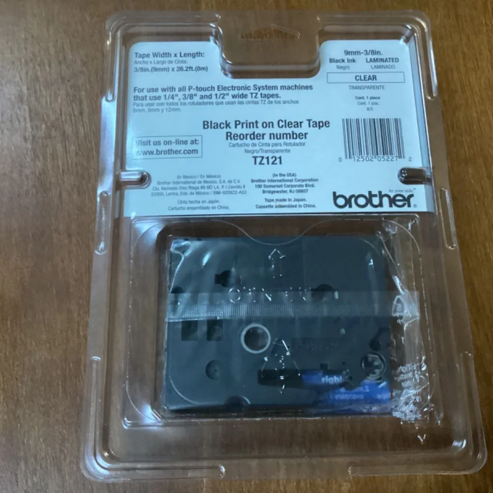 Brother TZ-121 P-touch Electronic Labeling System Tape 3/8” width (9mm)